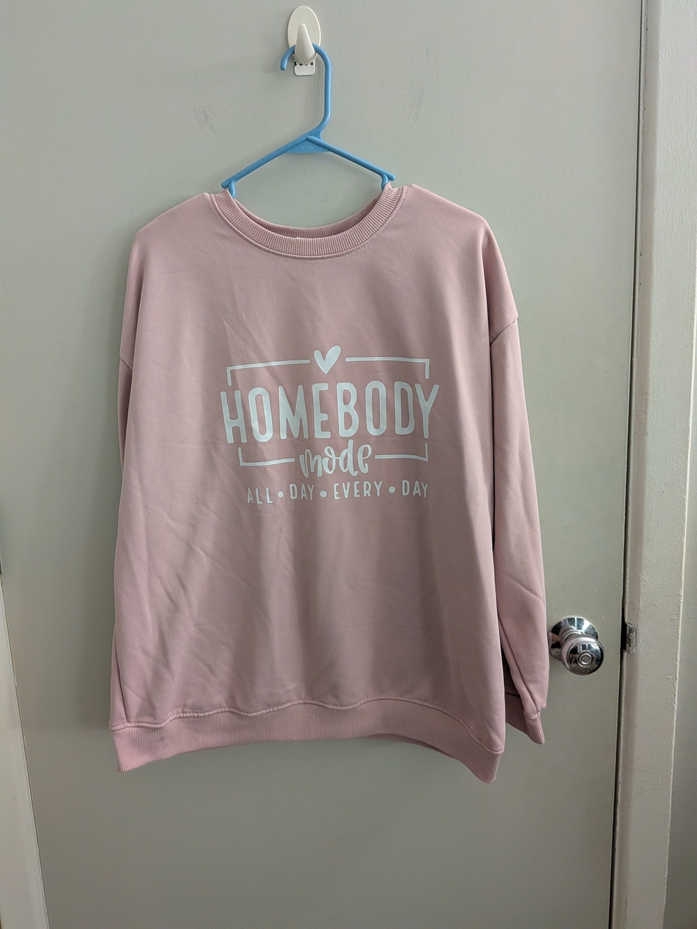 Homebody Mode Pink Graphic Sweatshirt Size XL But Fits More Like A Large Cozy